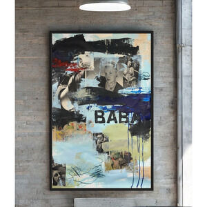 Original Mixed Media Abstract Modern Art Painting 24x36 "Baba" Signed